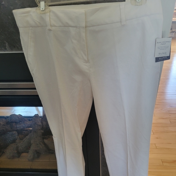 Alfred Sung mid-rise slim cropped pants, Sz8, white - Picture 1 of 9